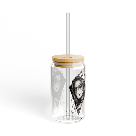Unholy Devotion 16oz Sipper Glass with Bamboo Lid