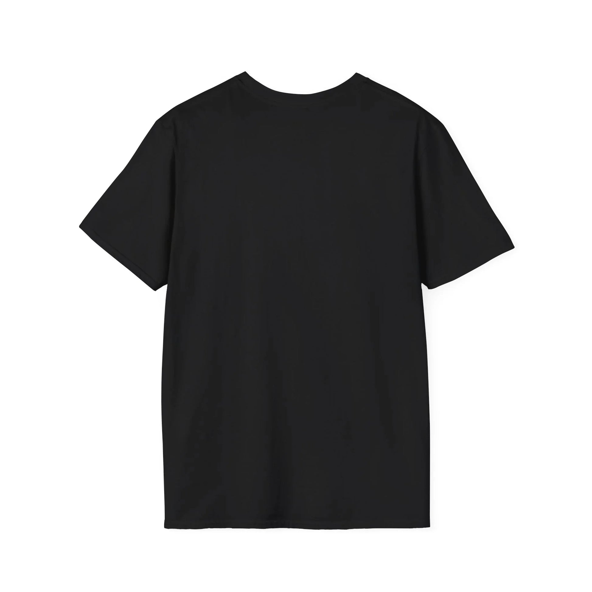 plain black short sleeve t-shirt back view, alternative fashion style