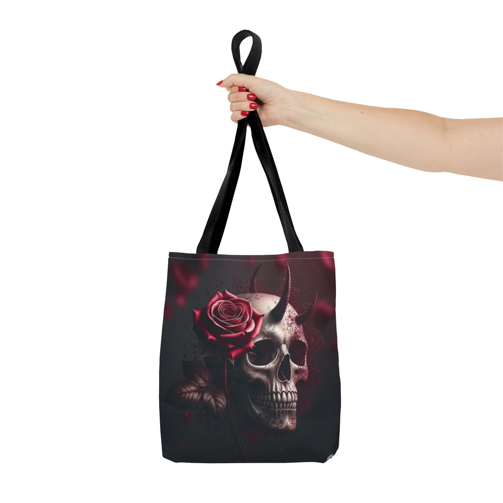 Gothic Rose Skull Tote Bag