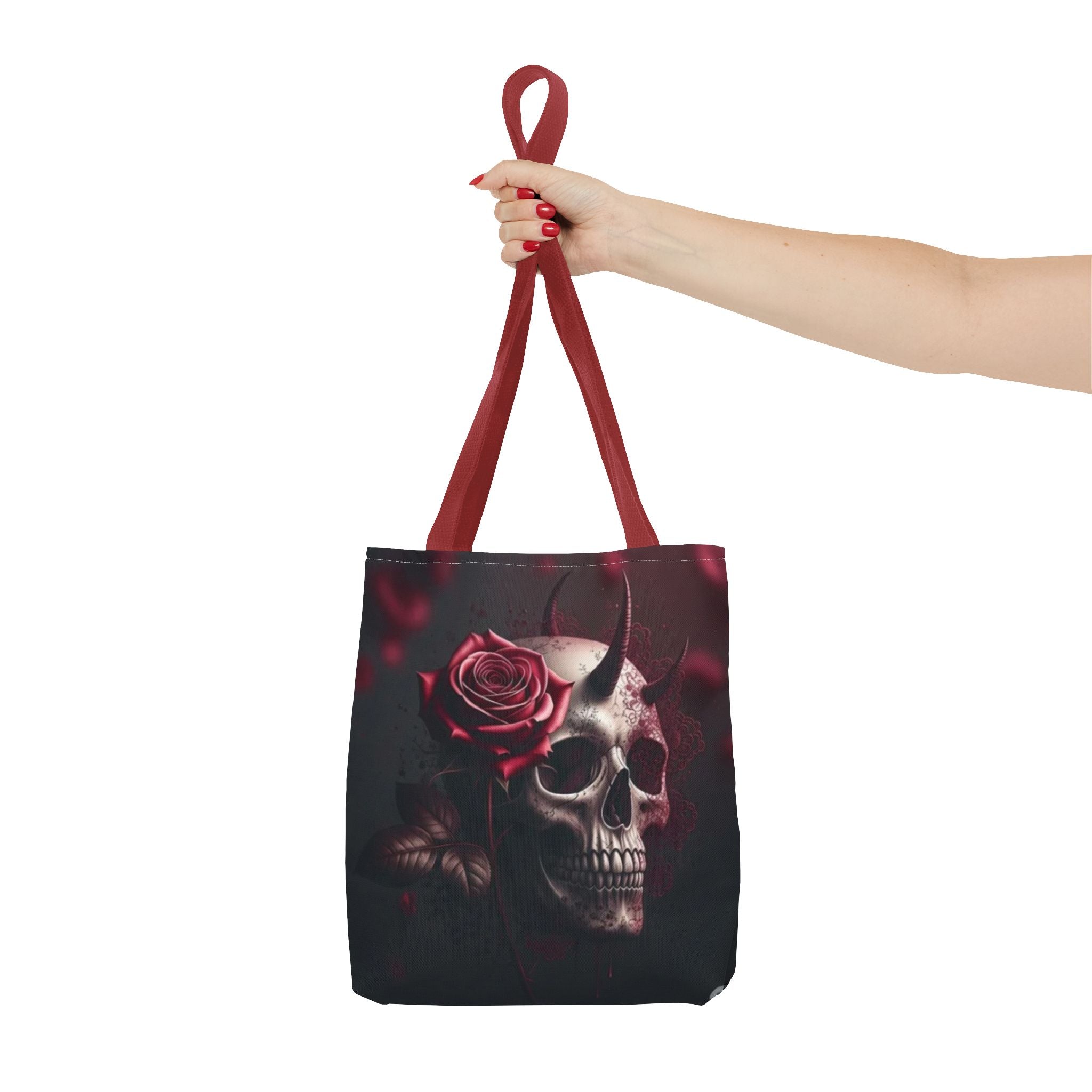 Gothic Rose Skull Tote Bag