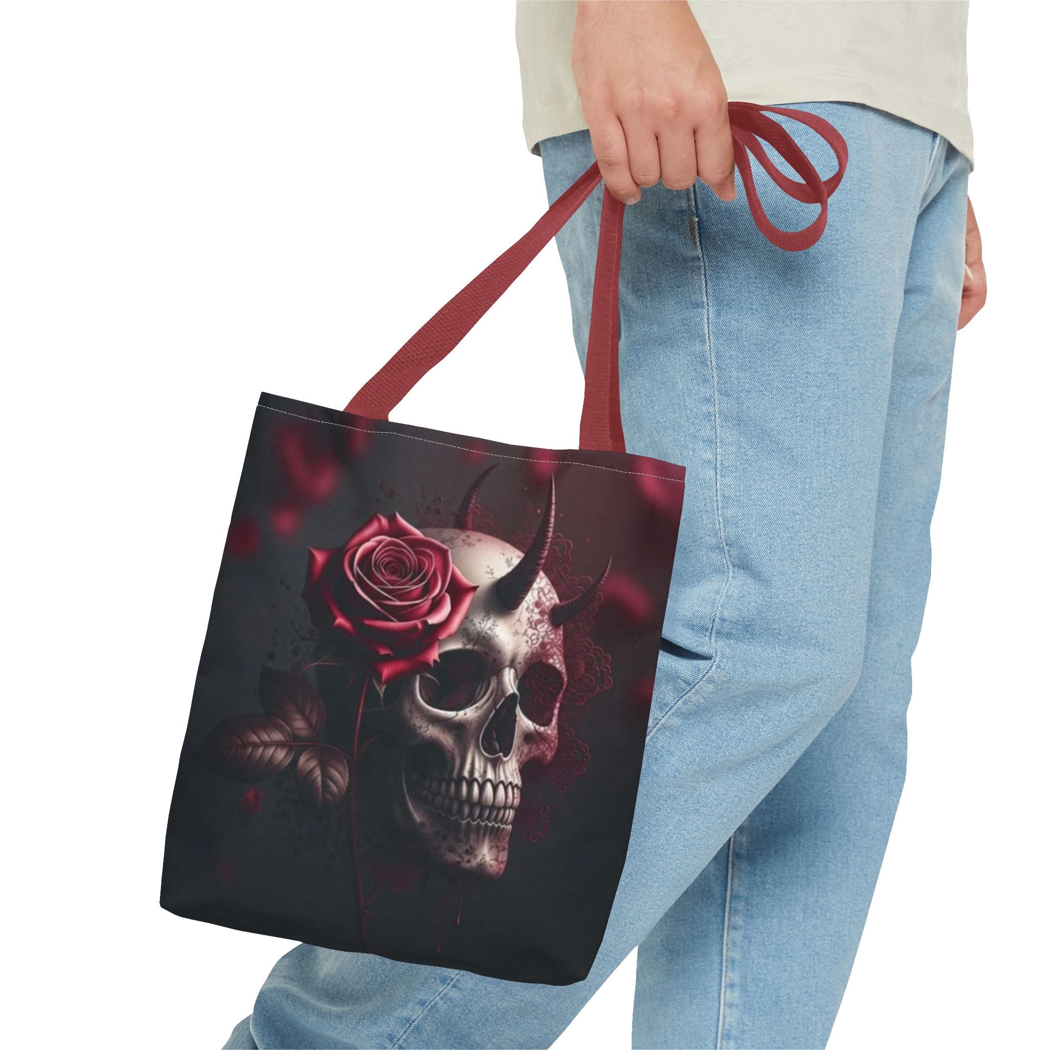Gothic Rose Skull Tote Bag