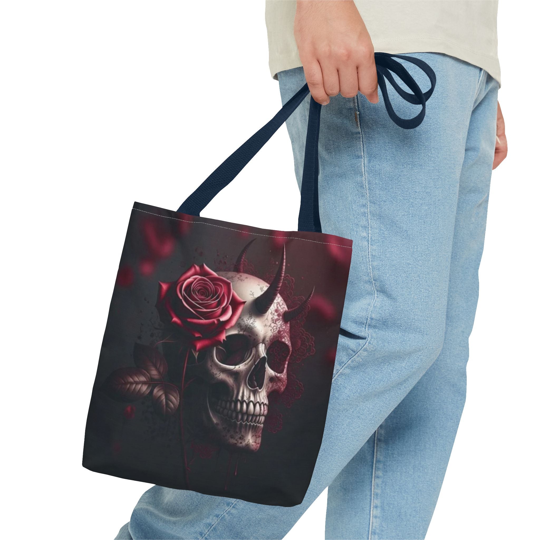 Gothic Rose Skull Tote Bag