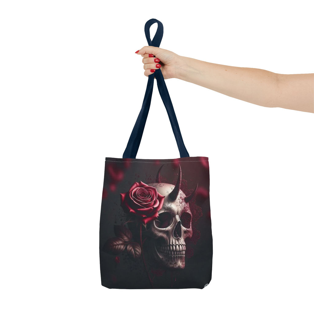 Gothic Rose Skull Tote Bag