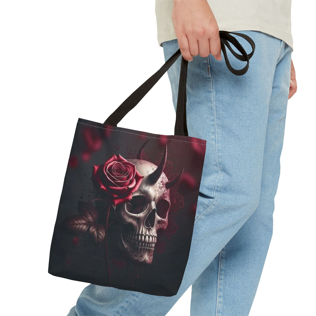 Gothic Rose Skull Tote Bag