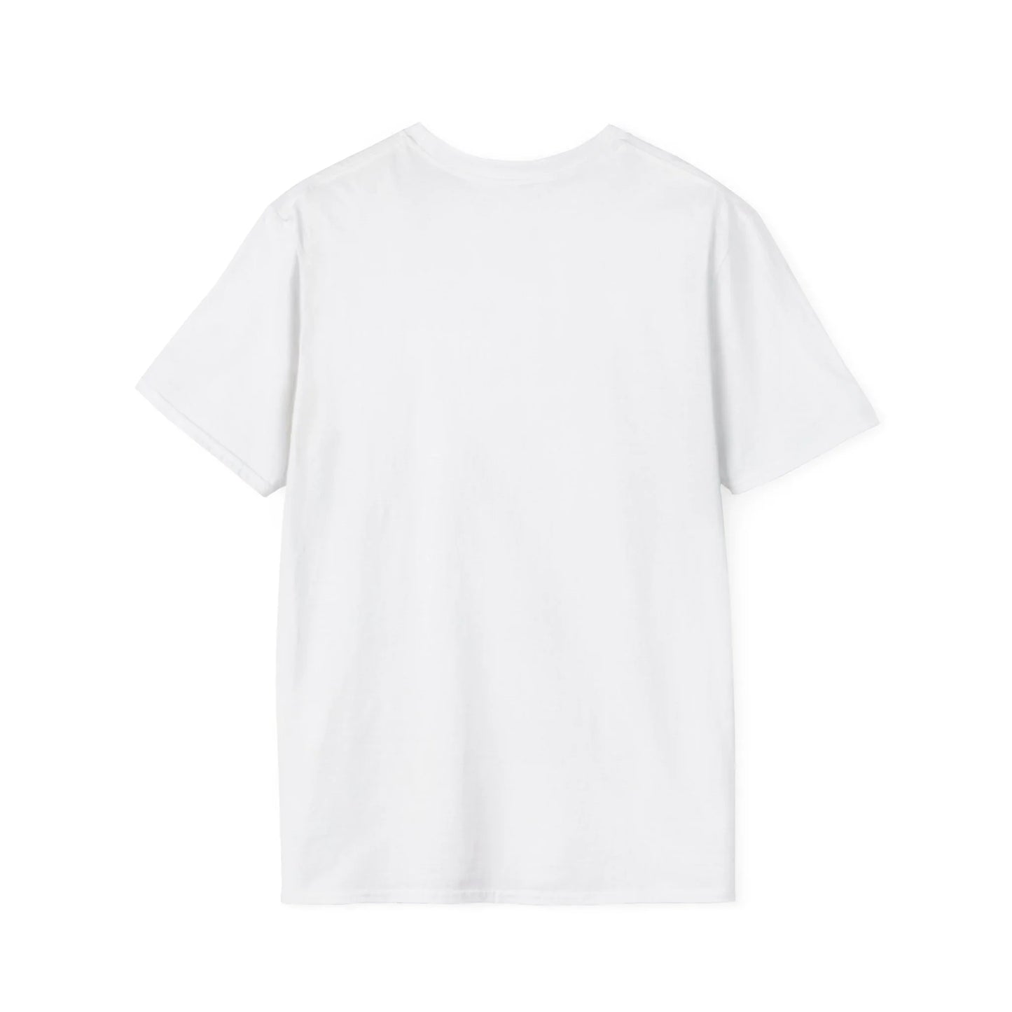 Plain white short sleeve t-shirt, back view, isolated on white background