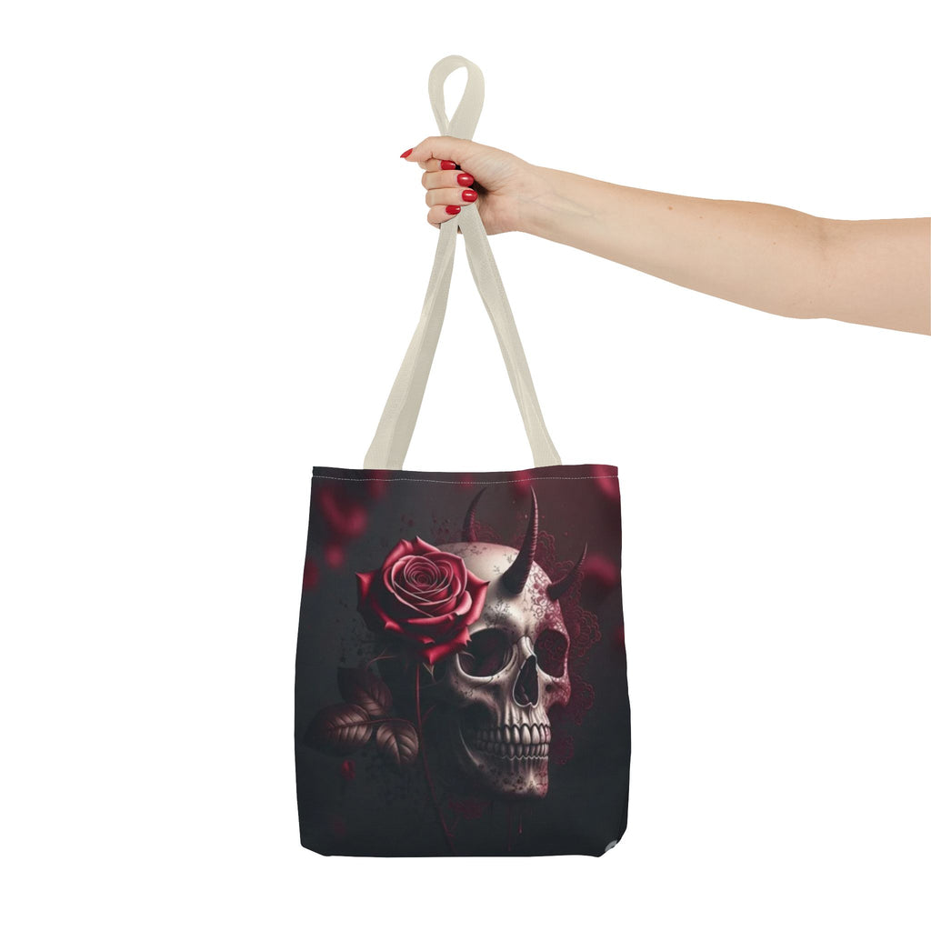 Gothic Rose Skull Tote Bag
